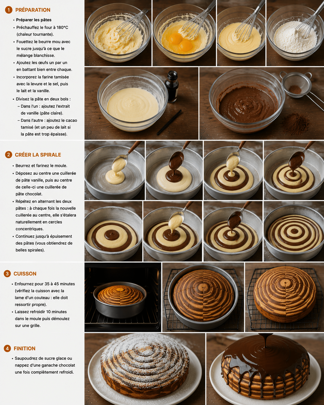 Le Guide de Préparation Étape par Étape: Gâteau Spirale au Chocolat et à la Vanille : le Zebra Cake moelleux et spectaculaire Le Guide de Préparation Étape par Étape: Gâteau Spirale au Chocolat et à la Vanille : le Zebra Cake moelleux et spectaculaire
