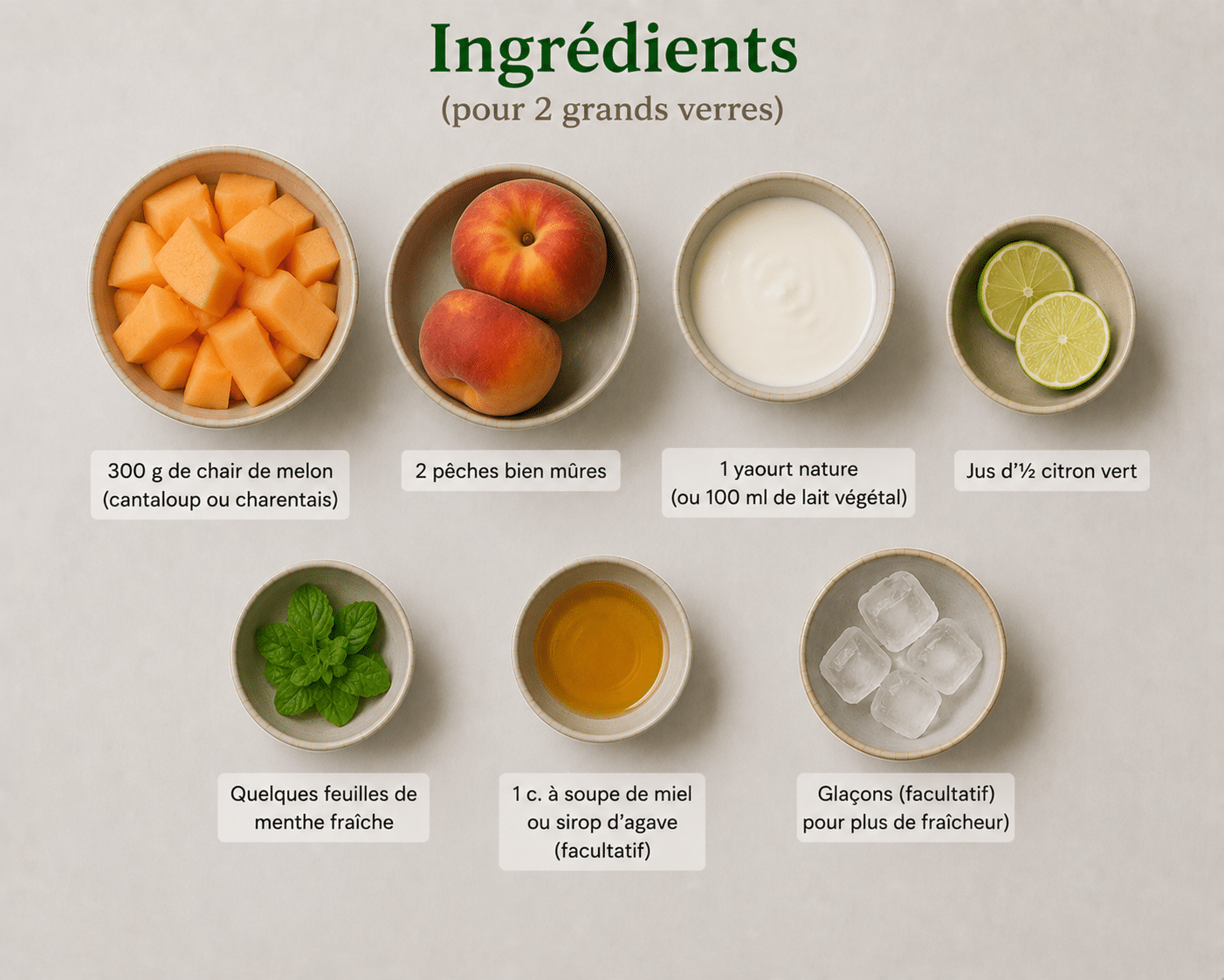 La Liste des Ingrédients : Smoothie Melon Pêche : la boisson fraîche, fruitée et désaltérante de l’été