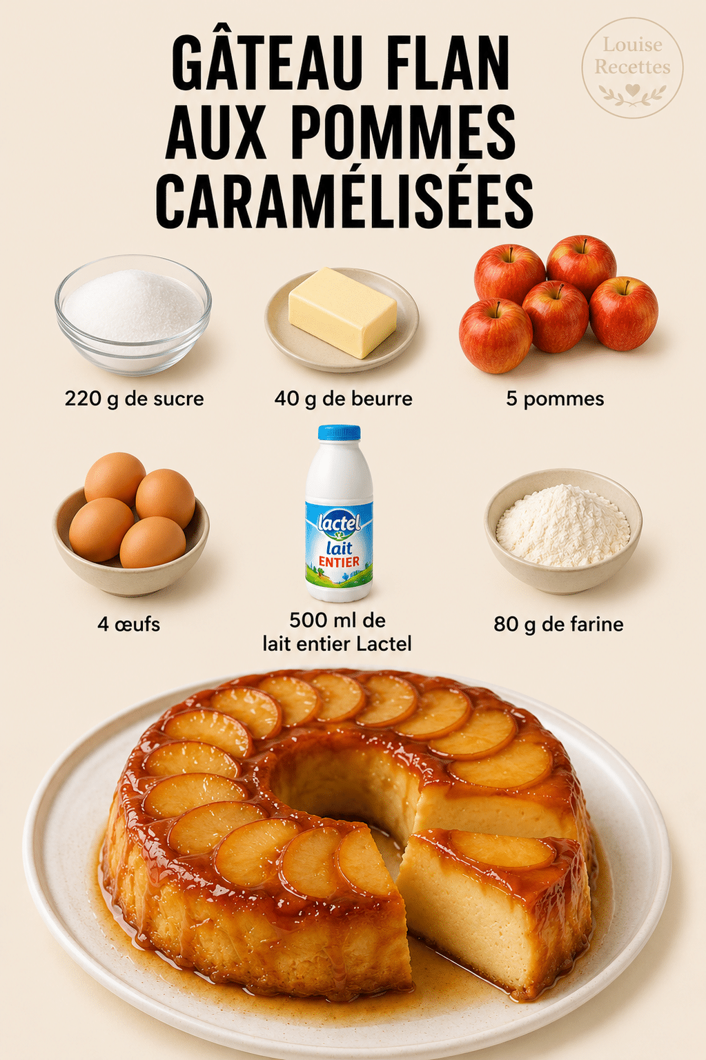 Gâteau Flan aux Pommes Caramélisées : le dessert fondant et irrésistible qui fait fondre tout le monde