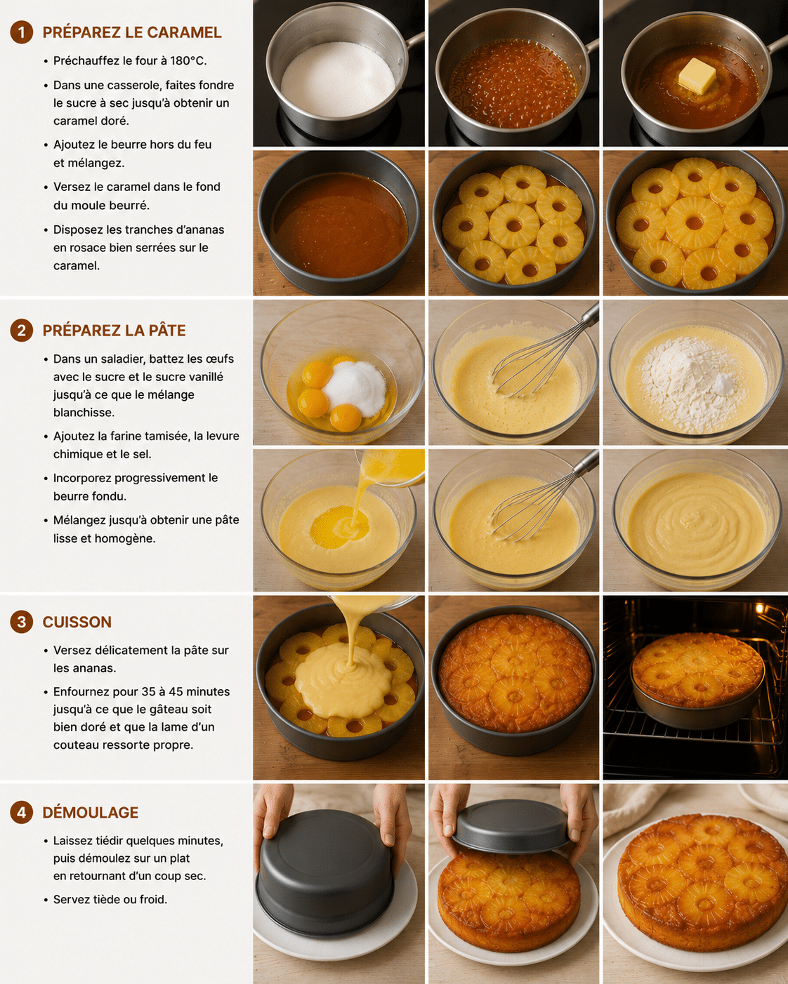 Le Guide de Préparation : Gâteau Renversé à l’Ananas : le dessert moelleux, caramélisé et irrésistible qui fait toujours l’unanimité