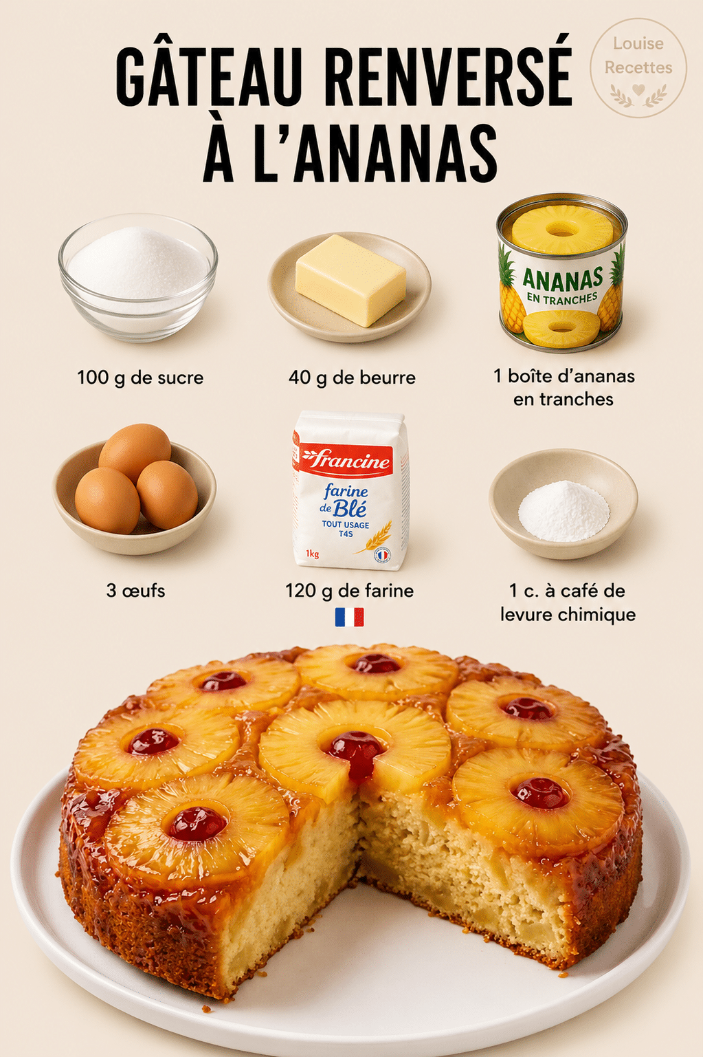 Gâteau Renversé à l’Ananas : le dessert moelleux, caramélisé et irrésistible qui fait toujours l’unanimité