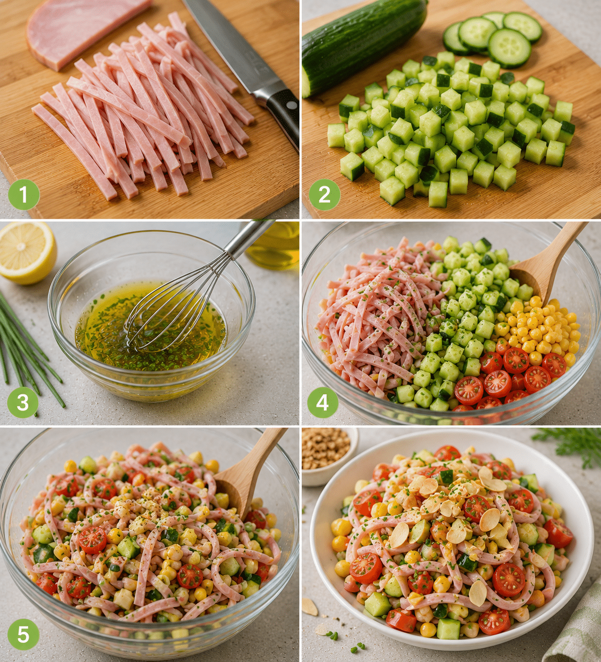 Salade Minceur de Tagliatelles de Jambon, Concombre et Maïs : la recette légère, fraîche