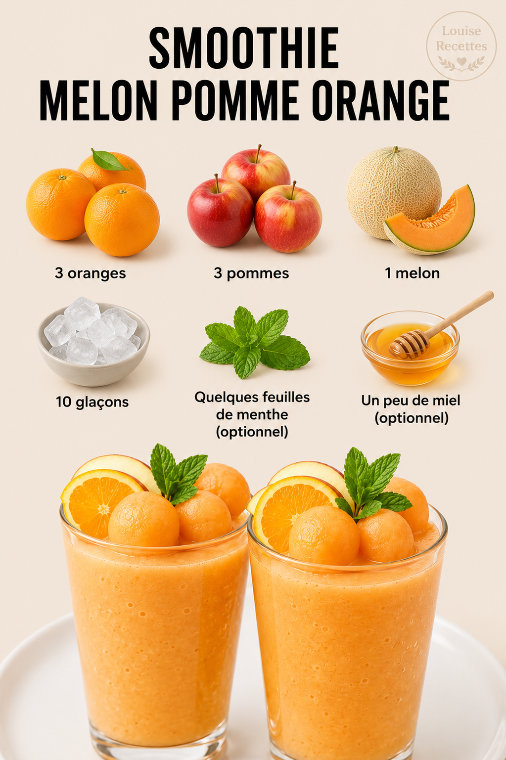 Smoothie Melon Pomme Orange : la boisson fraîche