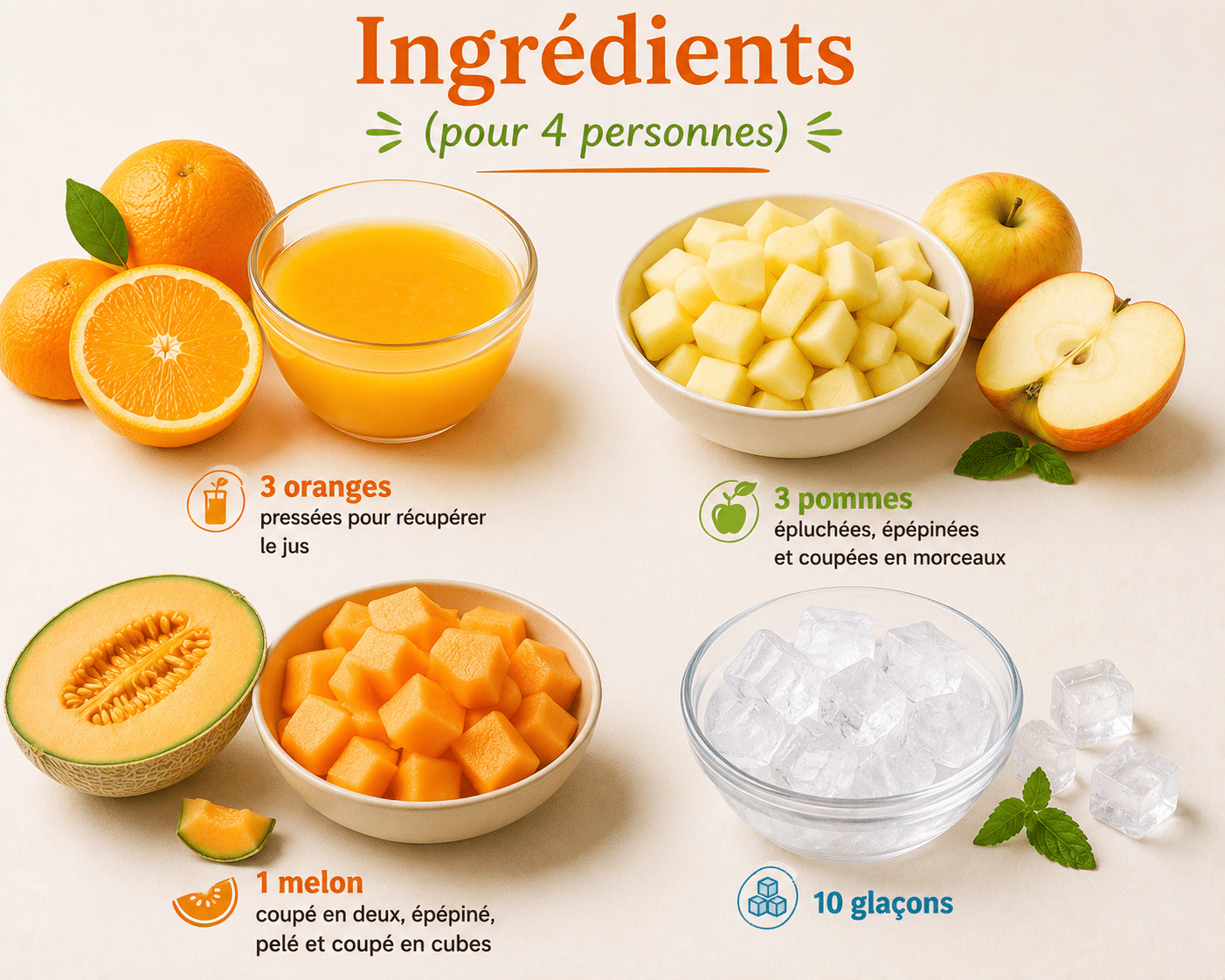 La Liste des Ingrédients : Smoothie Melon Pomme Orange : la boisson fraîche, vitaminée et fruitée de l’été