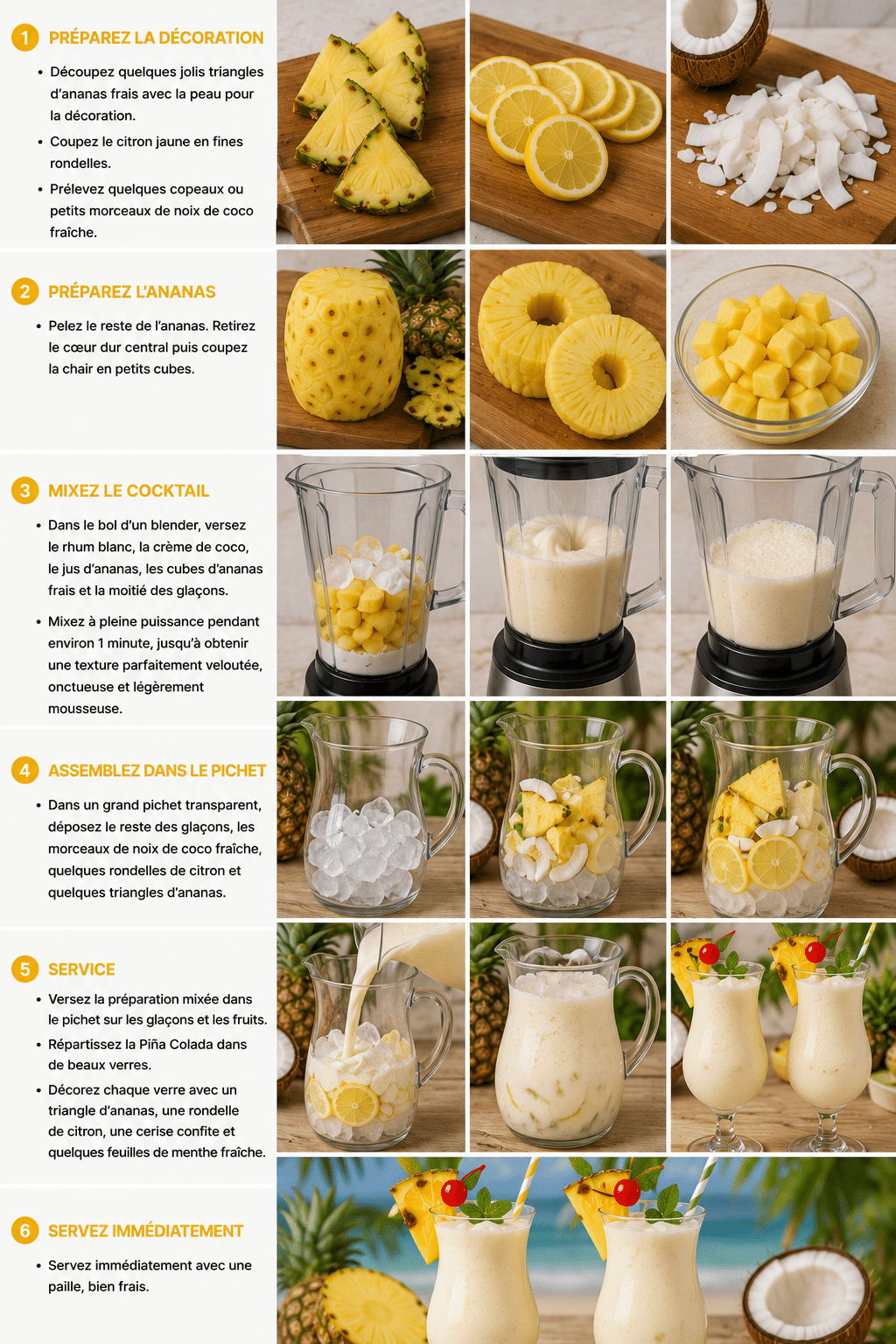 Le Guide de Préparation : Piña Colada Maison : le cocktail exotique, onctueux et ultra rafraîchissant de l’été