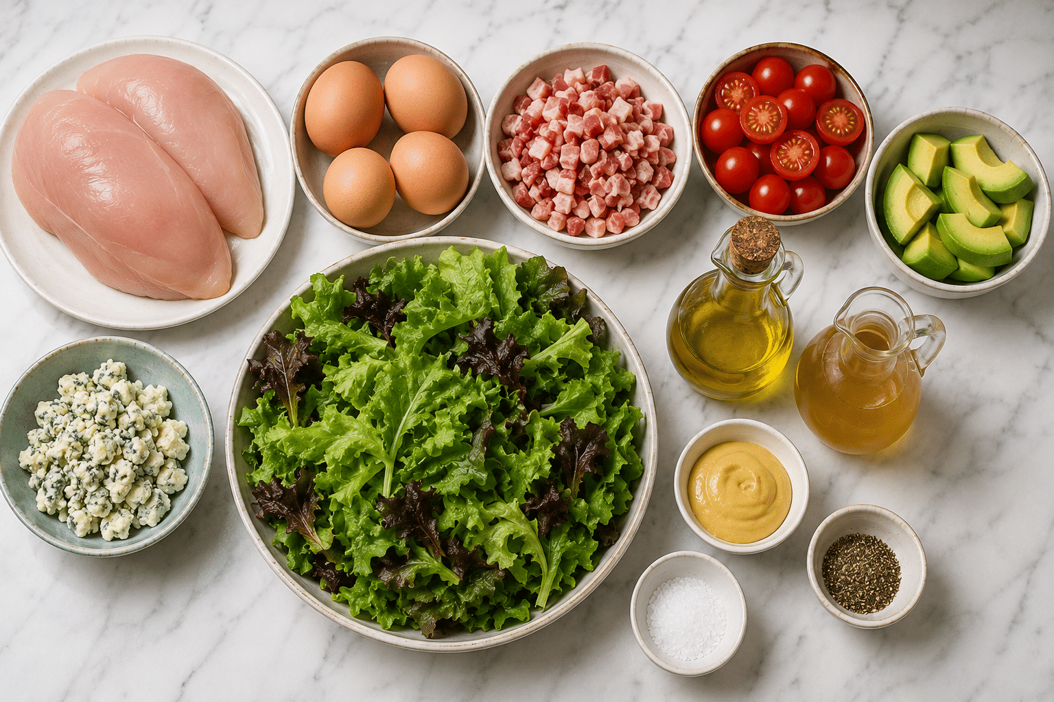 La Liste des Ingrédients : Salade Cobb : la recette mythique américaine, complète et ultra-gourmande qui ravit toute la famille