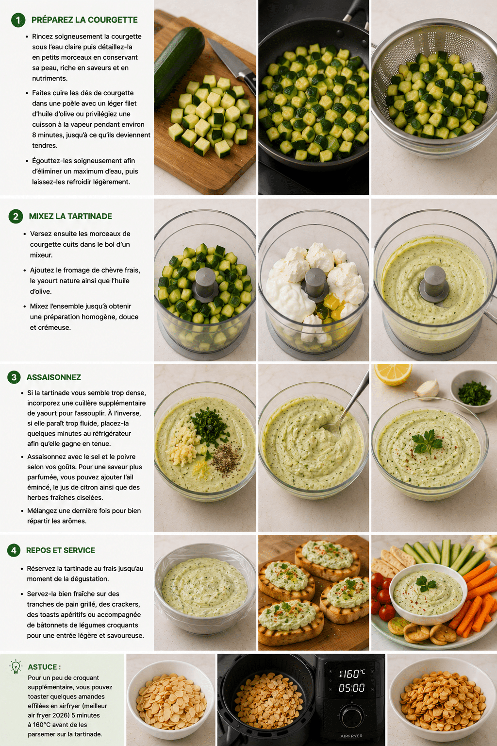 Le Guide de Préparation : Tartinade de Courgette au Chèvre Frais : Recette Légère et Onctueuse de l’Été
