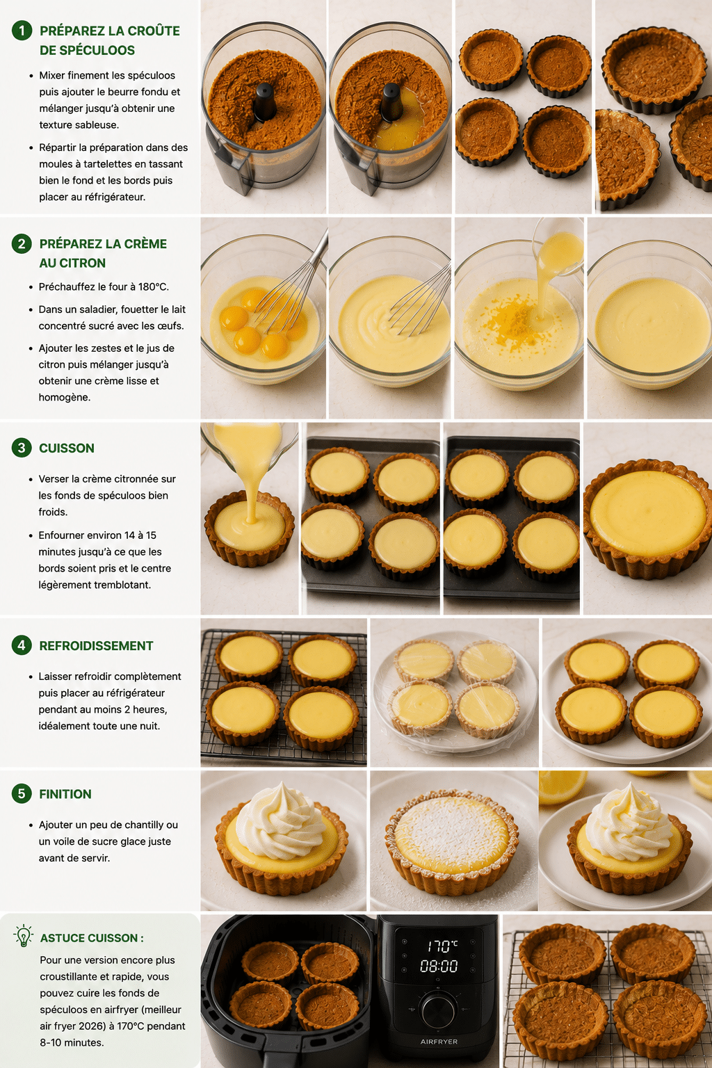 Le Guide de Préparation : Tartelettes au Citron sur Croûte de Spéculoos : le dessert frais, croustillant et irrésistible de l’été