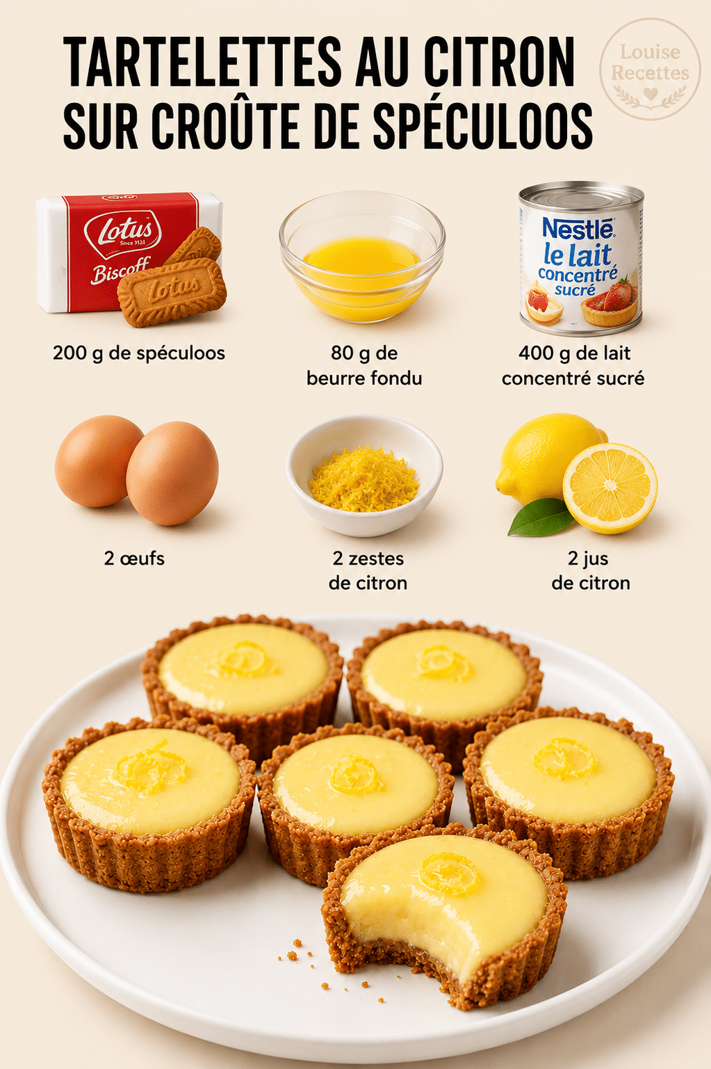Tartelettes au Citron sur Croûte de Spéculoos