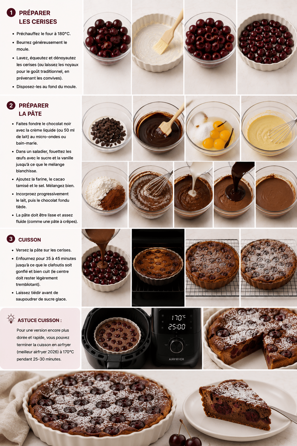 Le Guide de Préparation : Clafoutis au Chocolat Noir et aux Cerises : la version ultra gourmande du classique