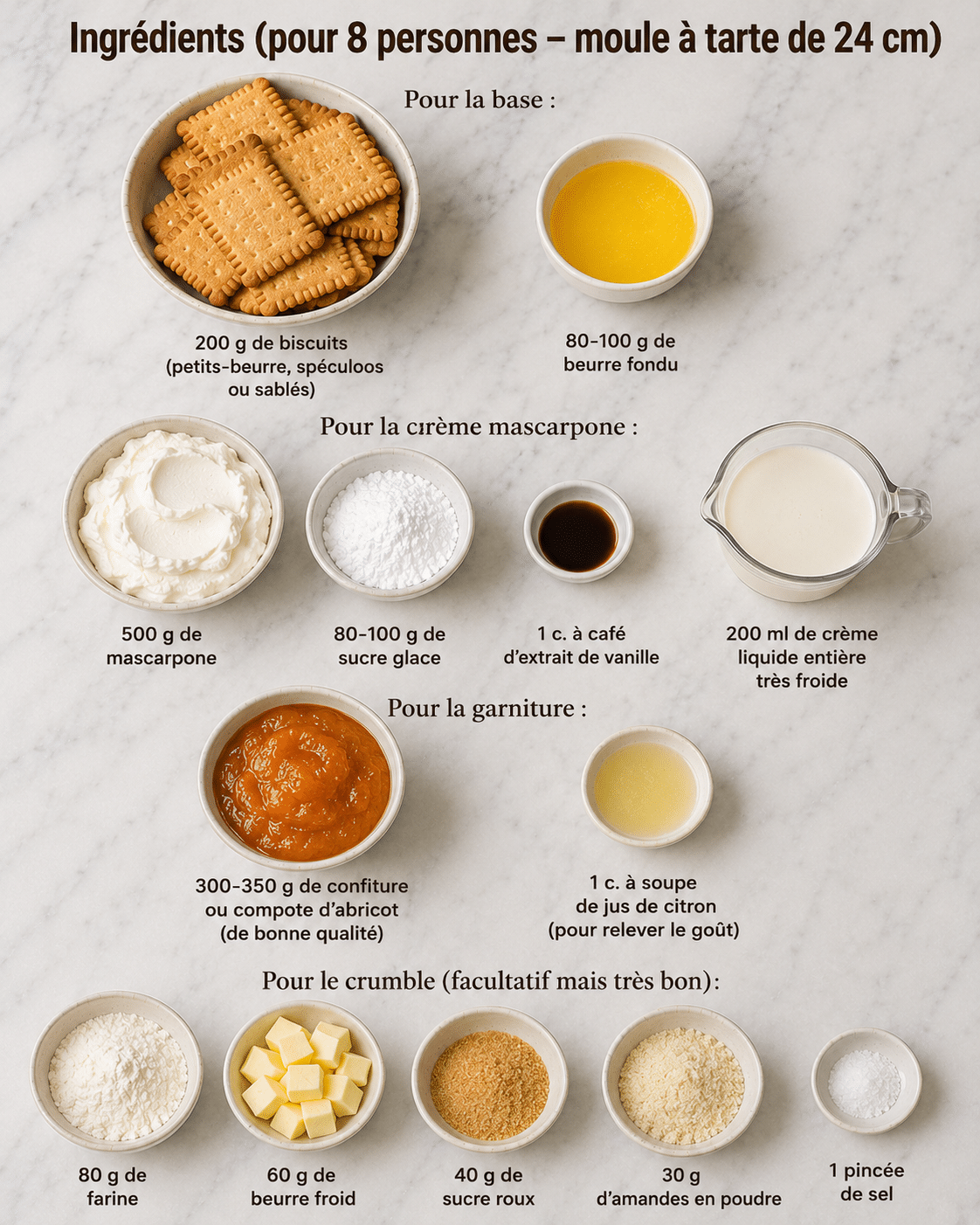 La Liste des Ingrédients : Tarte Sans Cuisson au Mascarpone et Abricot : le dessert frais, gourmand et ultra facile de l’été