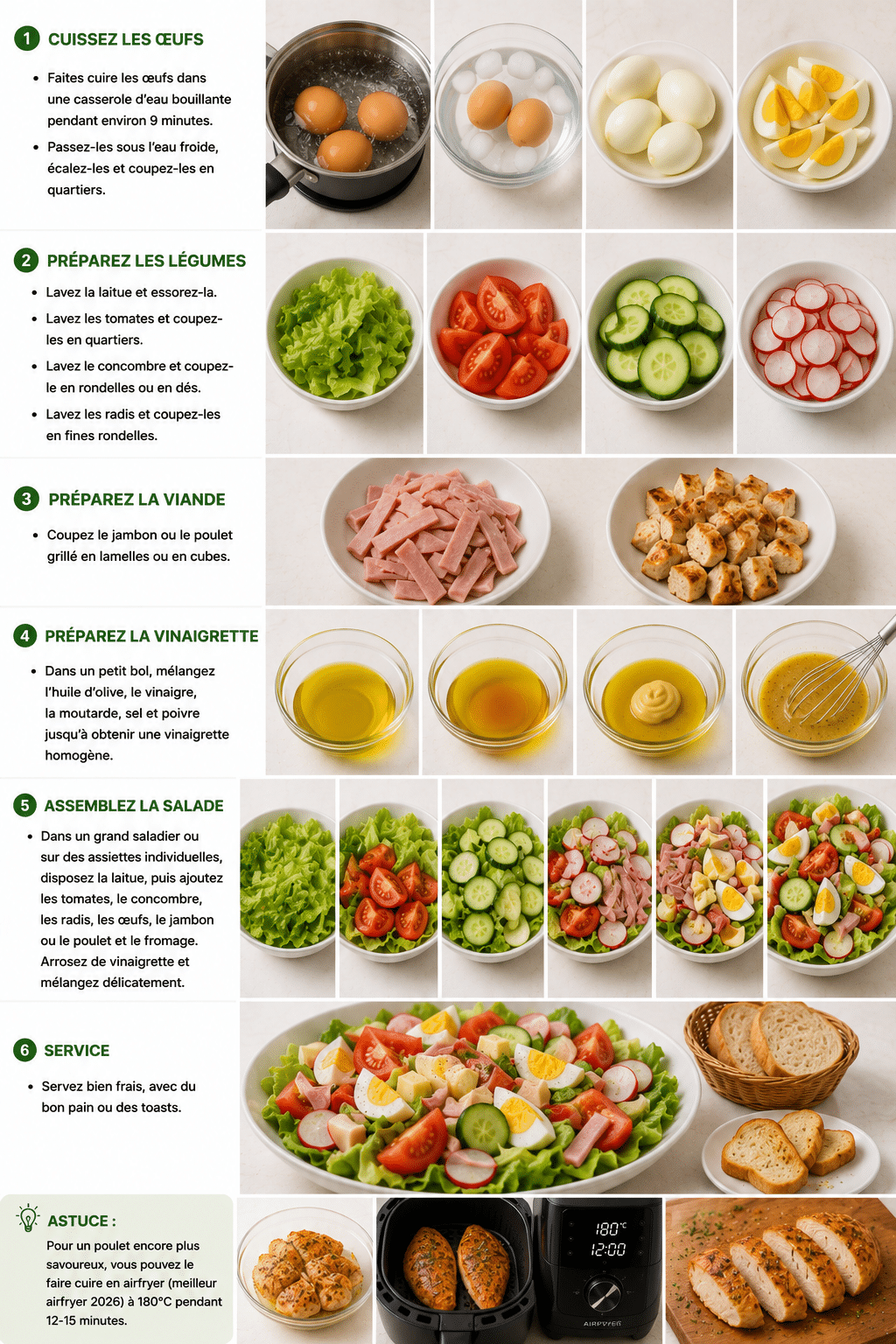 Le Guide de Préparation : Salade des Cafés Parisiens : la recette fraîche, chic et complète qui fait voyager à Paris