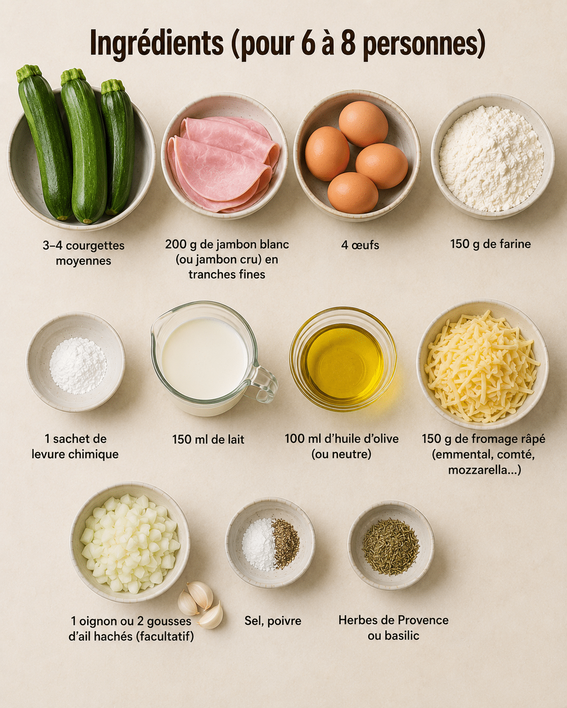 La Liste des Ingrédients : Cake Courgette et Jambon : le cake salé moelleux et savoureux parfait pour l’été