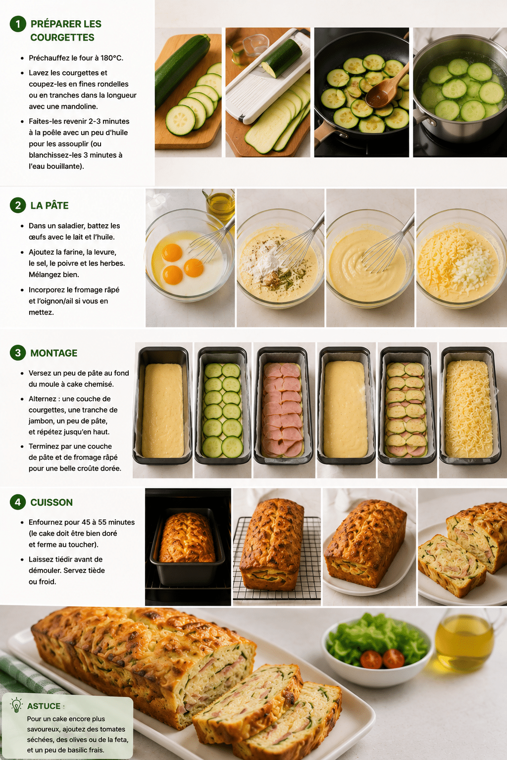 Le Guide de Préparation : Cake Courgette et Jambon : le cake salé moelleux et savoureux parfait pour l’été
