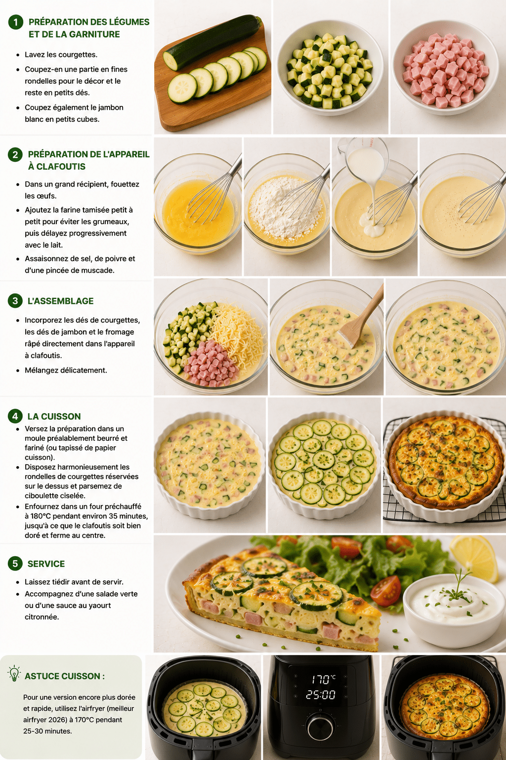 Le Guide de Préparation : Clafoutis Salé Courgettes, Jambon et Fromage : le plat moelleux et savoureux