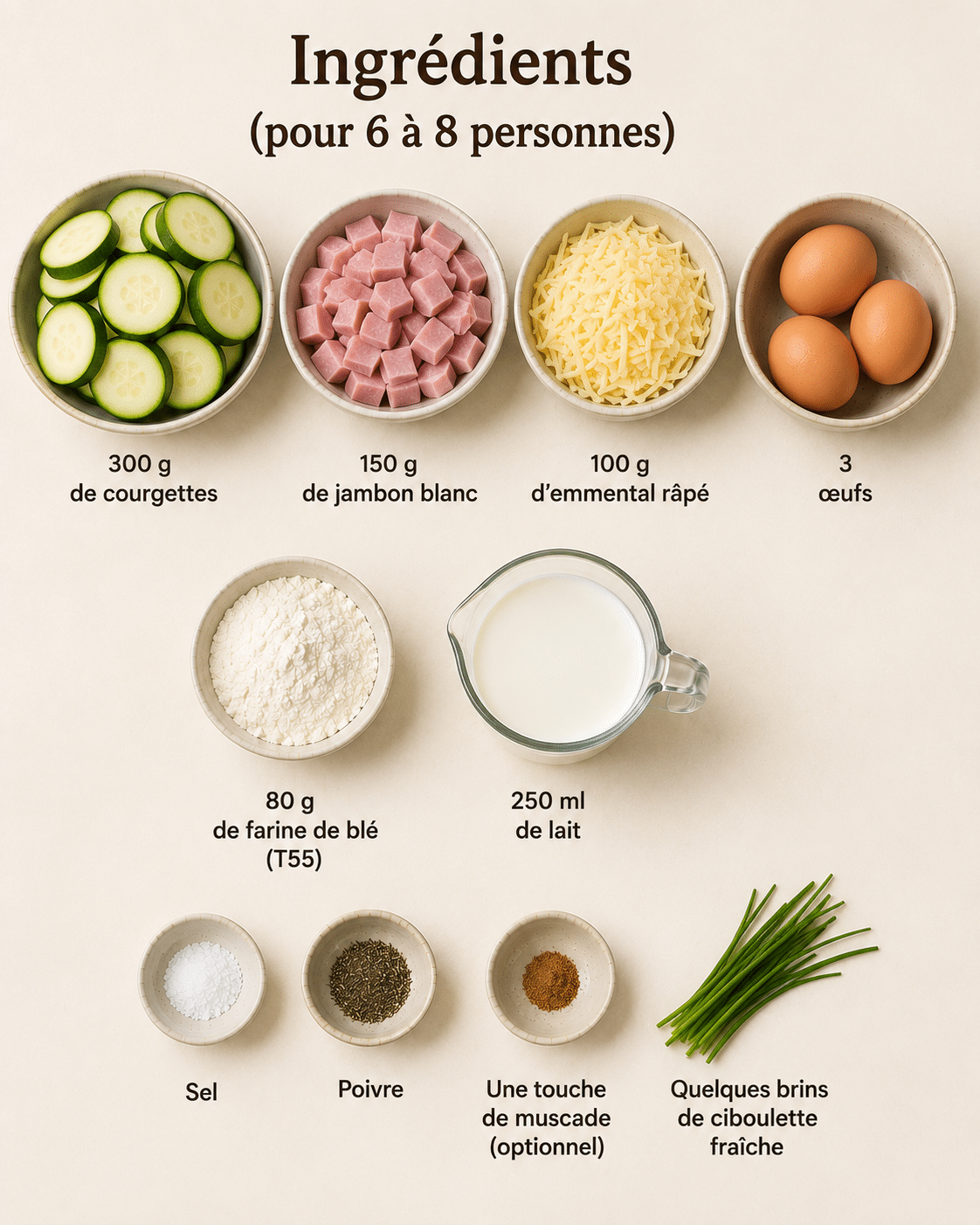 La Liste des Ingrédients : Clafoutis Salé Courgettes, Jambon et Fromage : le plat moelleux et savoureux