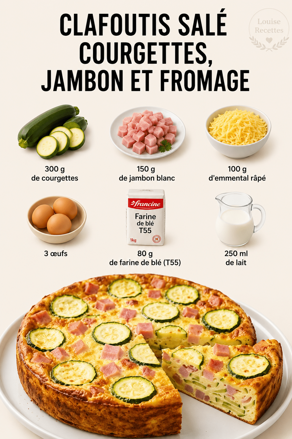 Clafoutis Salé Courgettes, Jambon et Fromage : le plat moelleux et savoureux parfait pour l’été