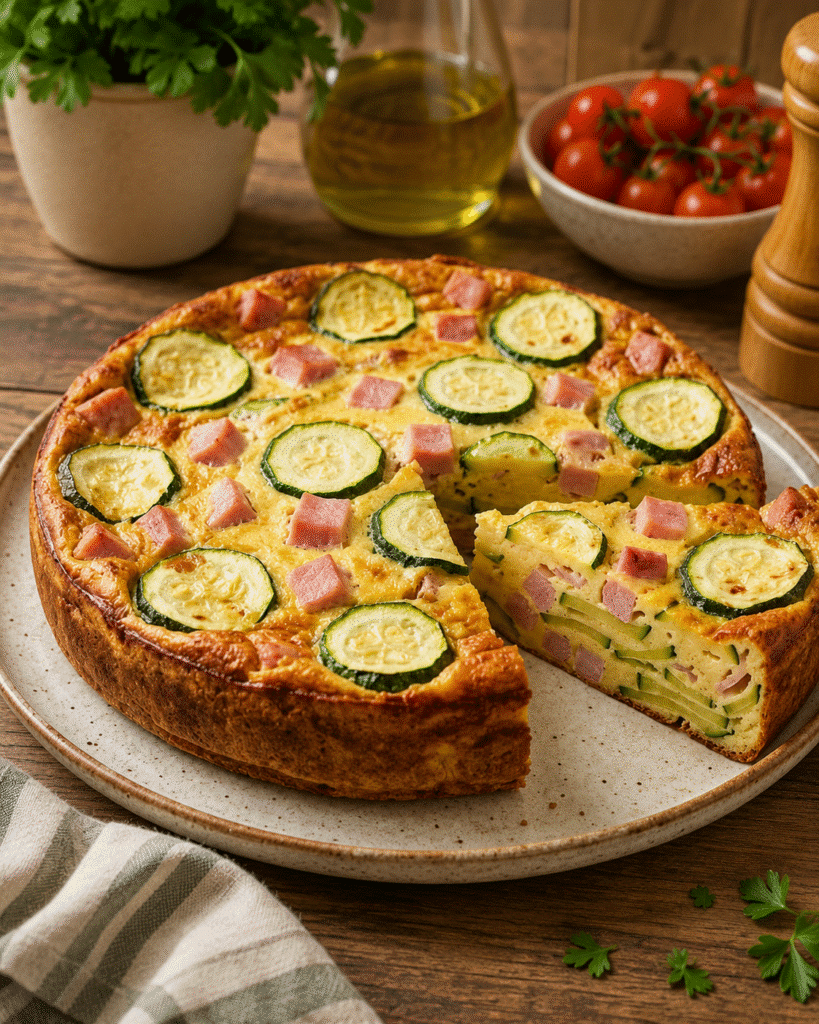 Clafoutis Salé Courgettes, Jambon et Fromage