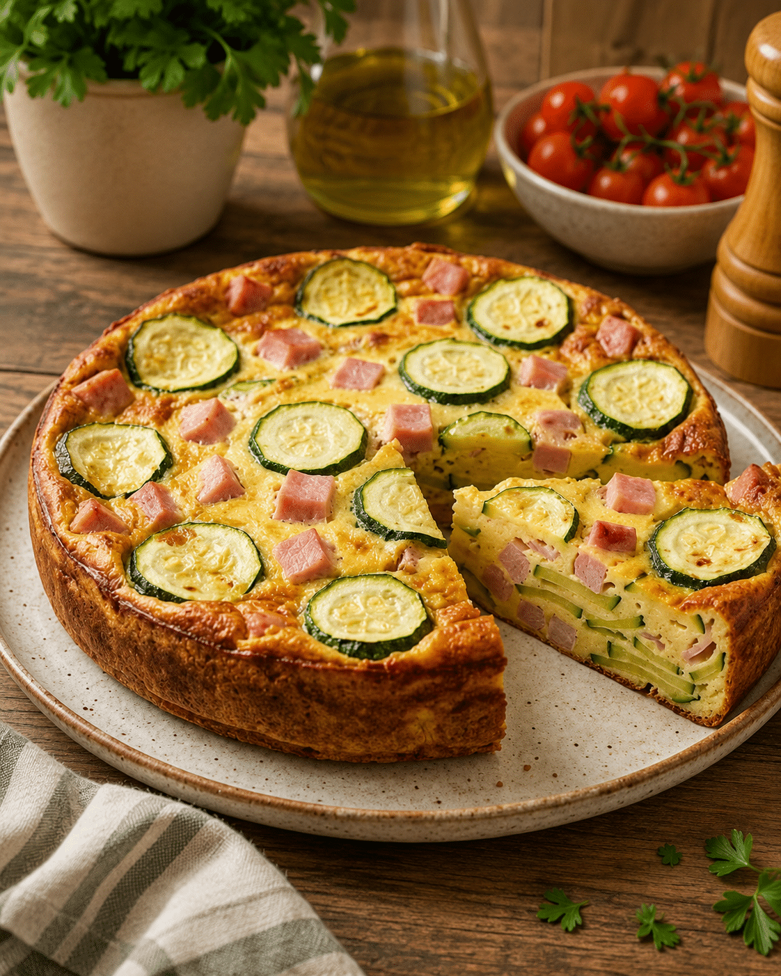 Clafoutis Salé Courgettes, Jambon et Fromage