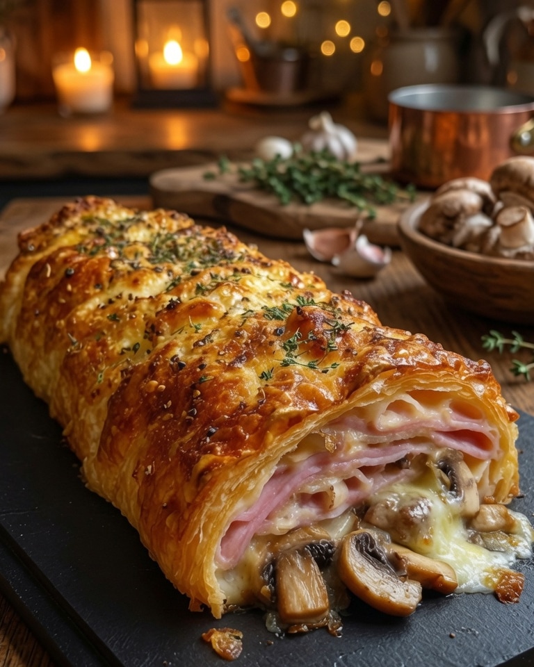 Feuilleté Crémeux au Jambon, Fromage et Champignons : la recette dorée et fondante