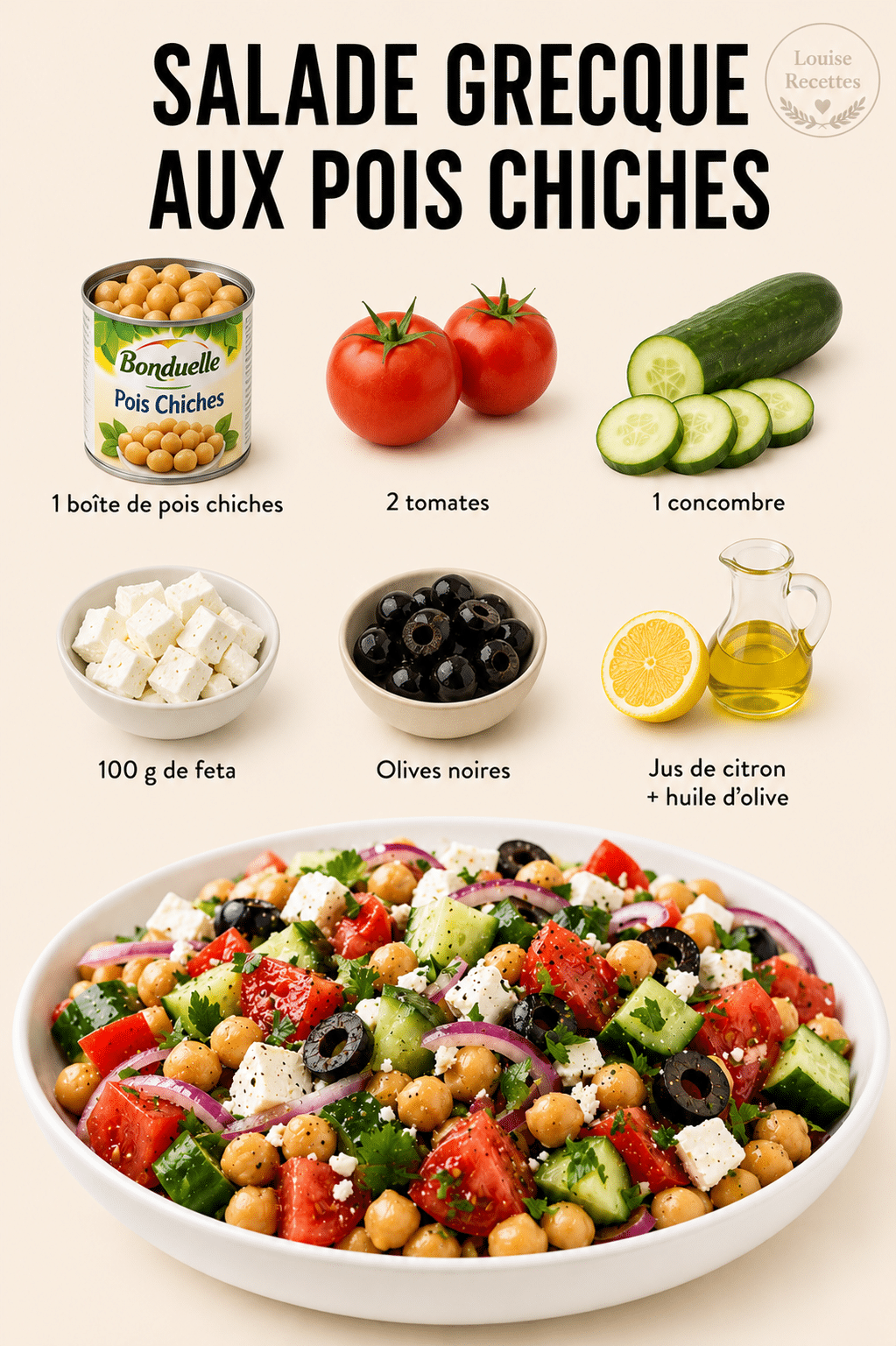 Salade Grecque aux Pois Chiches : la recette fraîche, colorée Salade Grecque aux Pois Chiches : la recette fraîche, colorée
