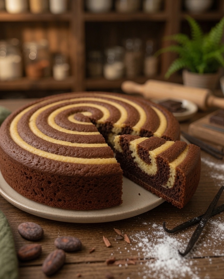 Gâteau Spirale au Chocolat et à la Vanille