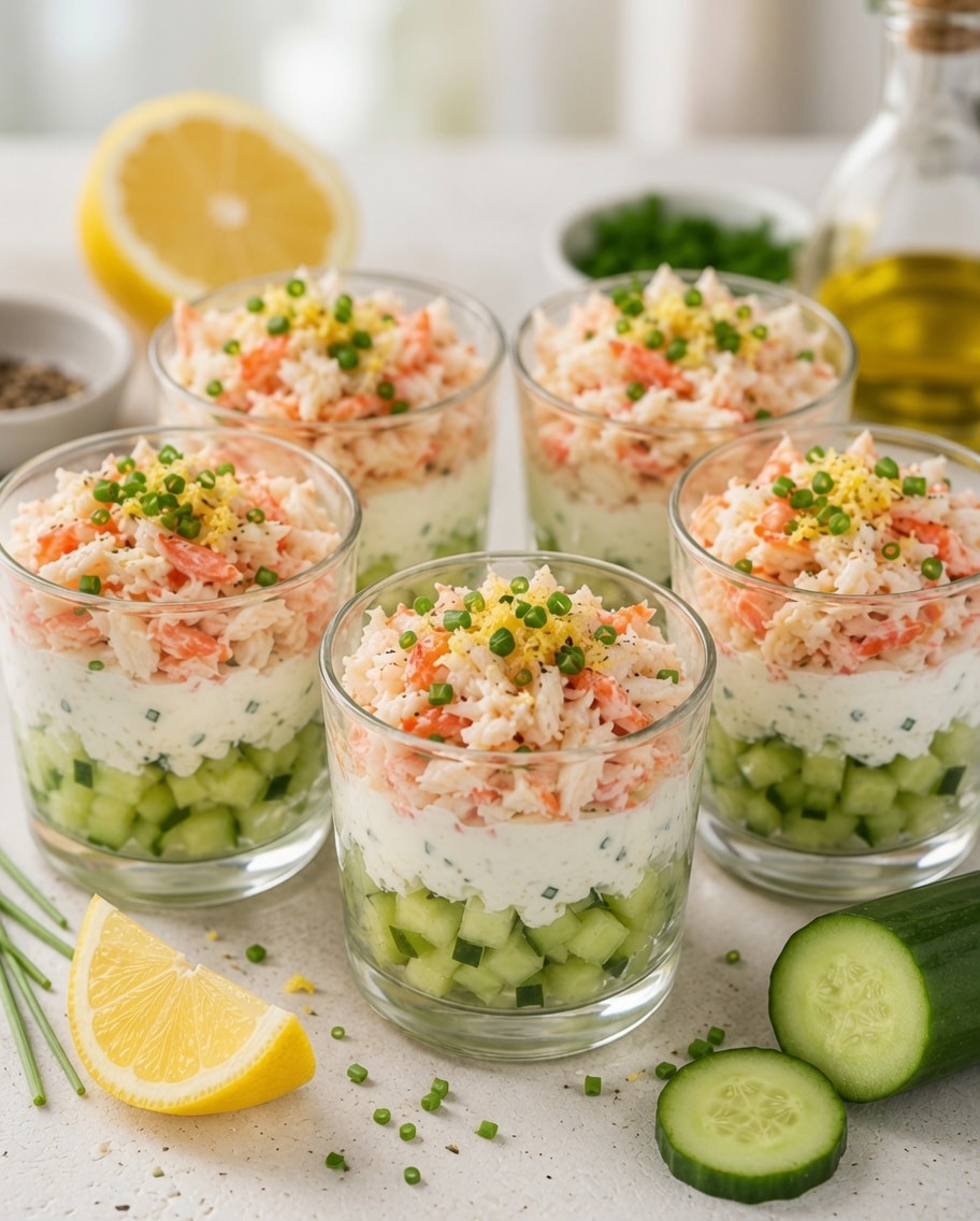 Verrines Concombre Crabe Fromage Frais : l’entrée fraîche