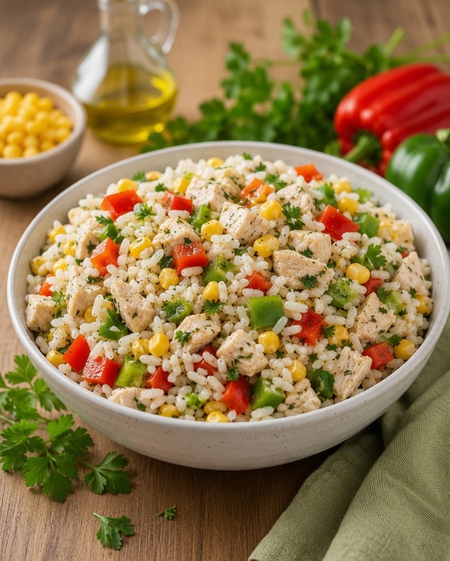 Salade de Riz au Poulet et aux Poivrons : la recette fraîche