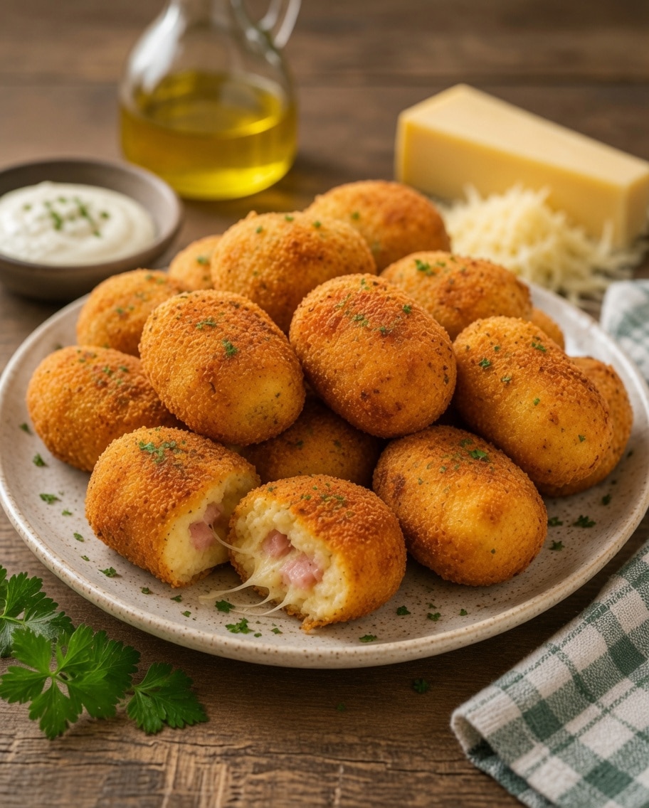 Croquettes de Purée au Jambon et Fromage : croustillantes dehors, fondantes dedans