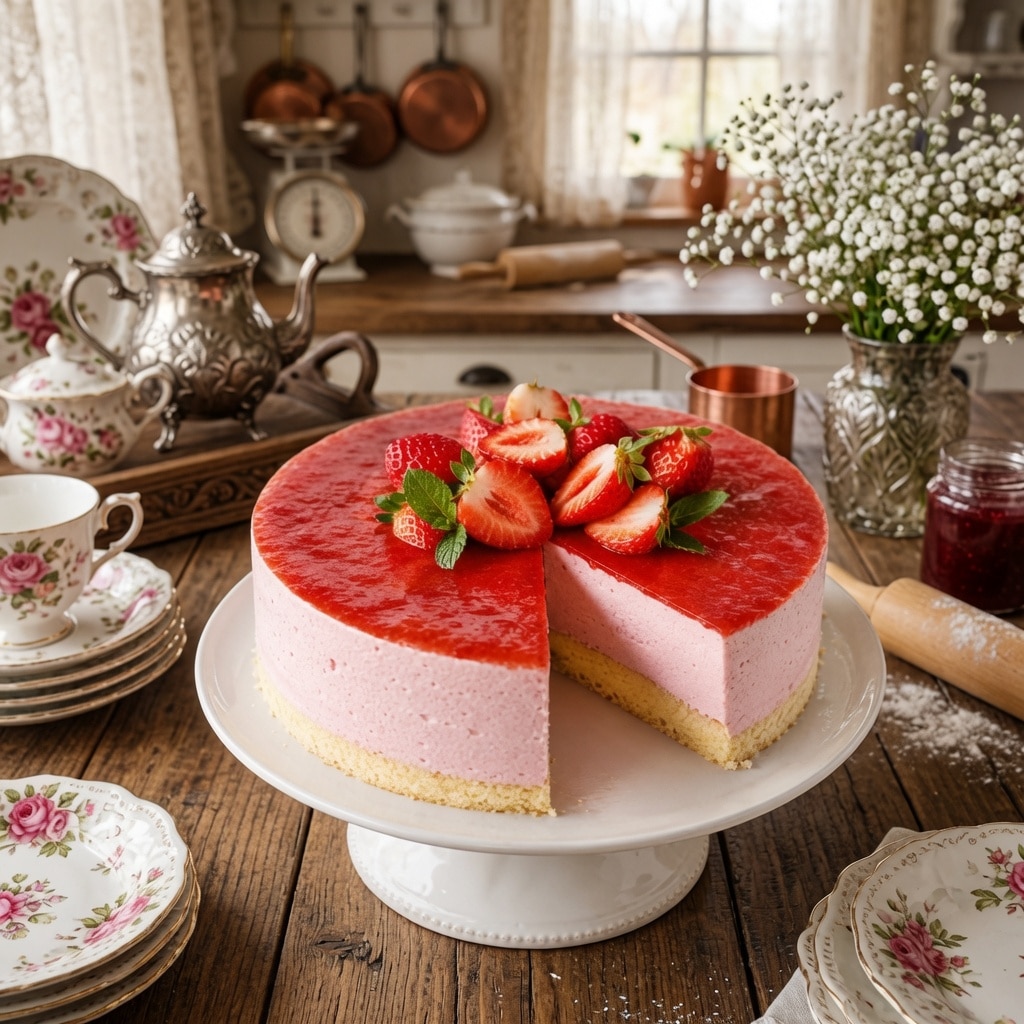 Bavarois aux Fraises sur Génoise : le dessert élégant, frais et gourmand