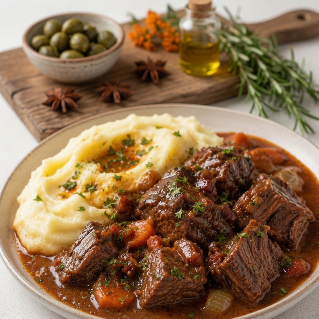 Bœuf Braisé en Sauce avec Purée Maison