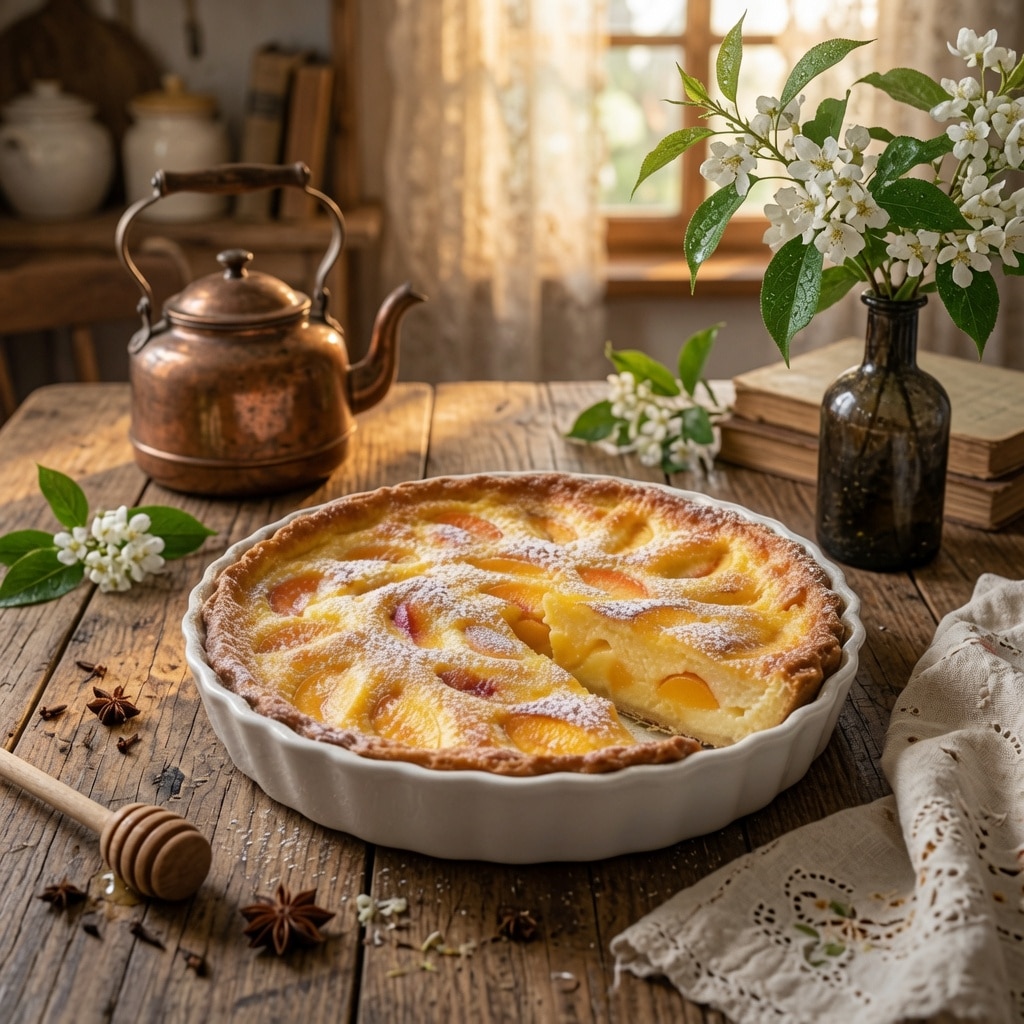 Clafoutis aux Pêches : le dessert moelleux et fruité