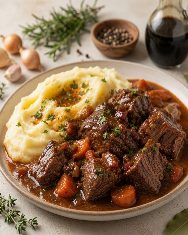 Bœuf Braisé en Sauce avec Purée Maison : le plat réconfortant et fondant