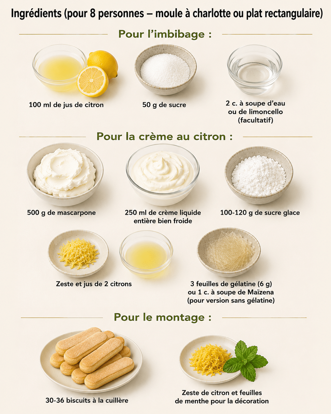 La Liste des Ingrédients : Tiramisu au Citron : le dessert frais, léger et acidulé qui fait fondre tout le monde