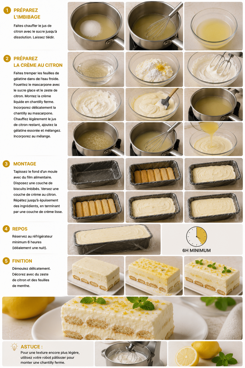 Le Guide de Préparation : Tiramisu au Citron : le dessert frais, léger et acidulé qui fait fondre tout le monde Le Guide de Préparation : Tiramisu au Citron : le dessert frais, léger et acidulé qui fait fondre tout le monde