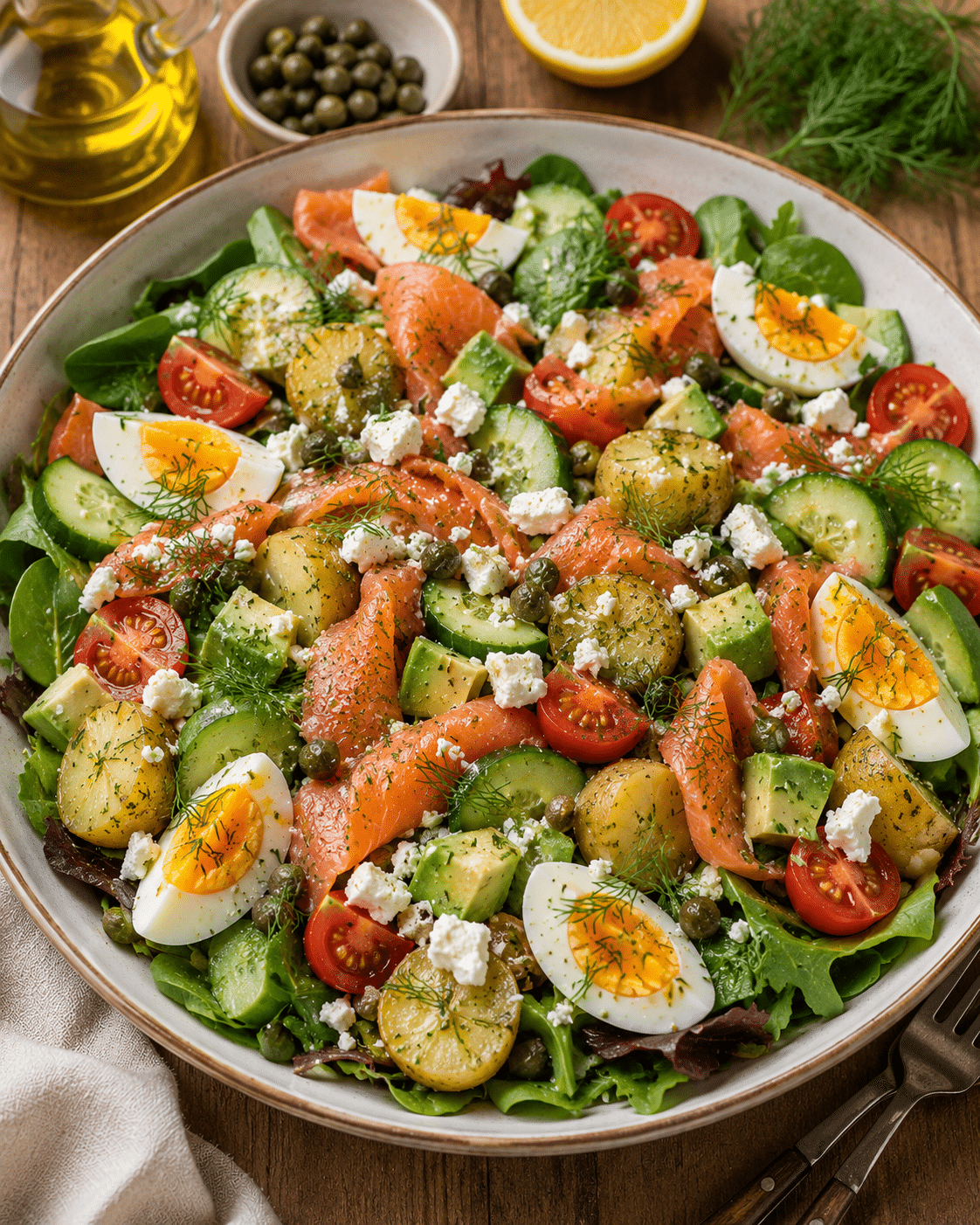 Salade de Saumon Fumé Qui Remplace un Repas : la salade complète