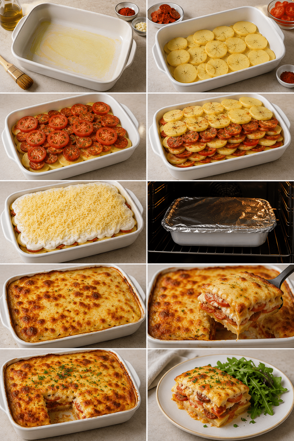 Gratin de Pommes de Terre, Chorizo, Tomate et Béchamel : le plat réconfortant et épicé Gratin de Pommes de Terre, Chorizo, Tomate et Béchamel : le plat réconfortant et épicé