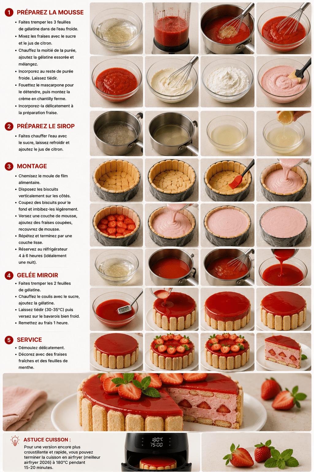 Le Guide de Préparation : Bavarois aux Fraises et Biscuits à la Cuillère (Sans Cuisson) : le dessert frais, élégant et ultra facile de l’été Le Guide de Préparation : Bavarois aux Fraises et Biscuits à la Cuillère (Sans Cuisson) : le dessert frais, élégant et ultra facile de l’été