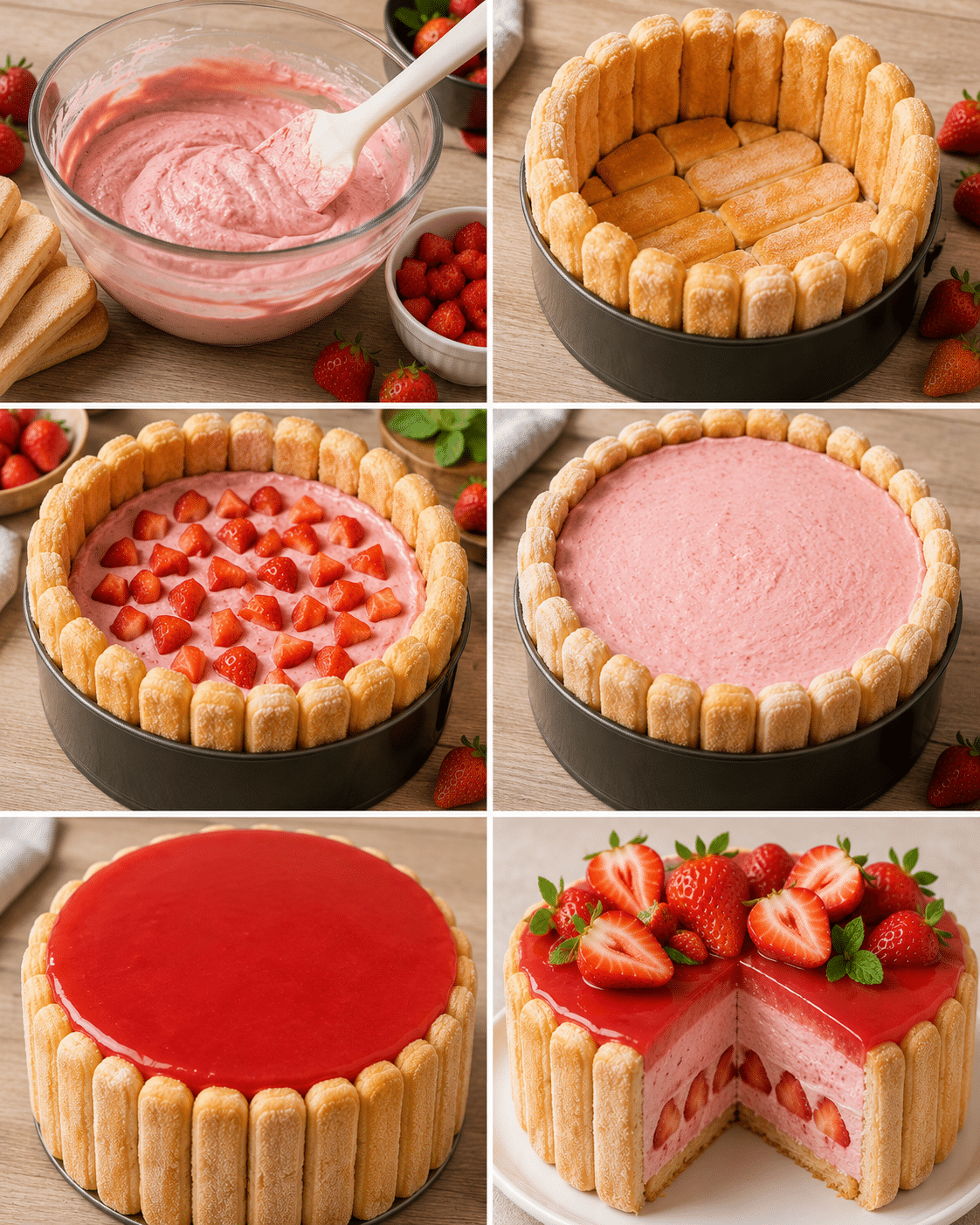 Bavarois aux Fraises et Biscuits à la Cuillère (Sans Cuisson)