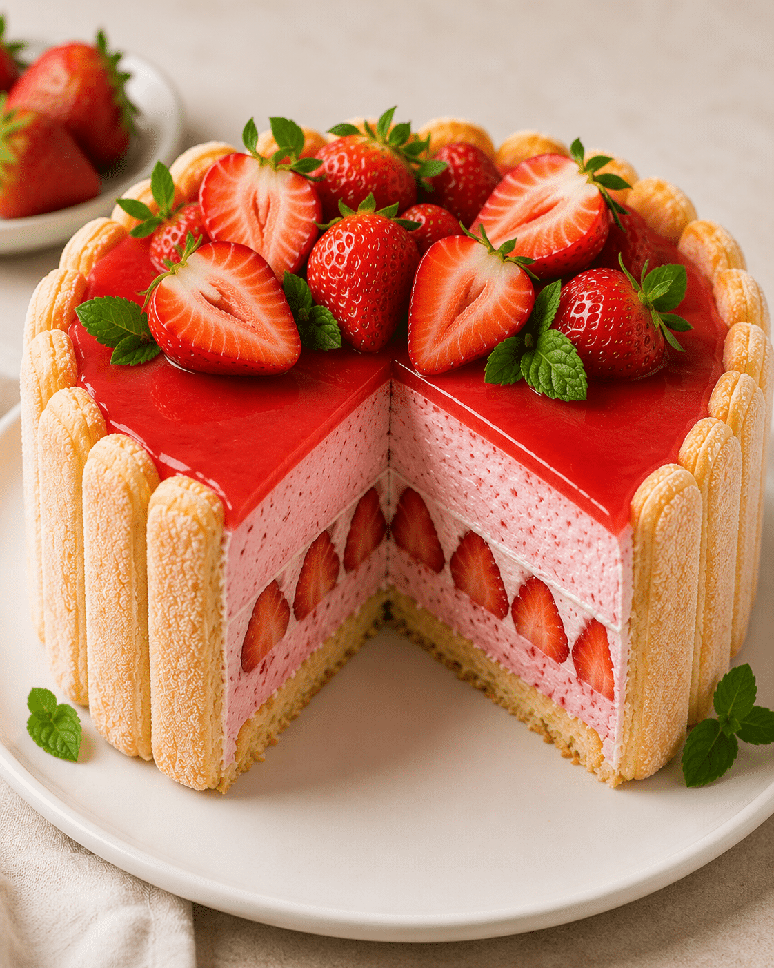 Bavarois aux Fraises et Biscuits à la Cuillère (Sans Cuisson) : le dessert frais, élégant et ultra facile de l’été