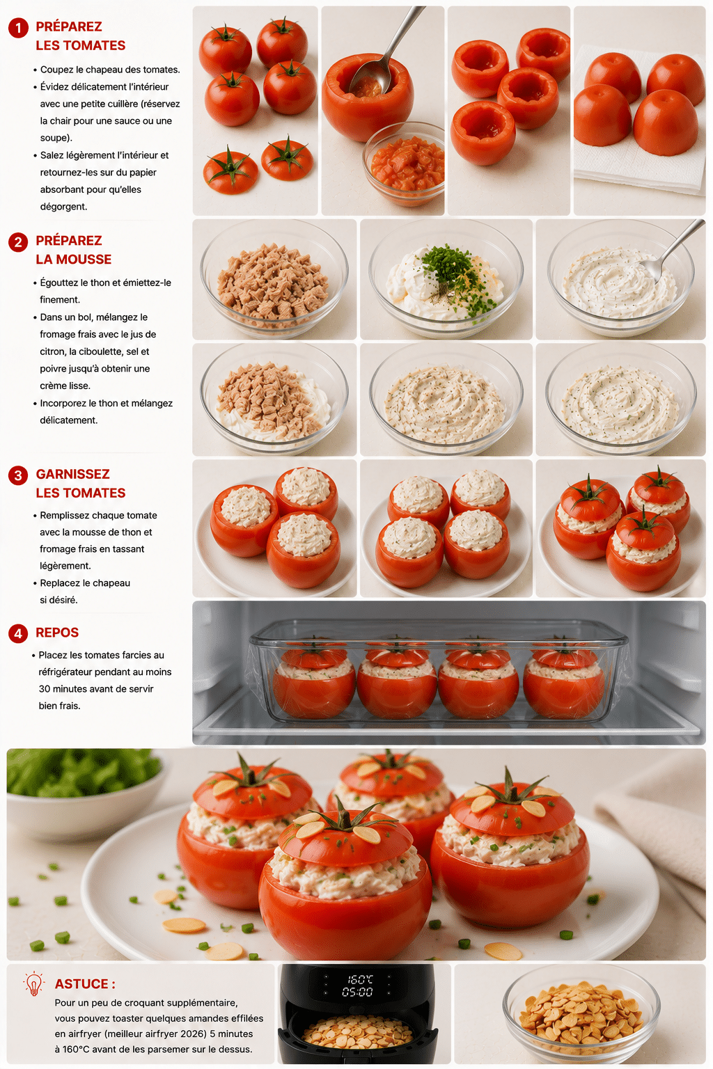 Le Guide de Préparation : Tomates Farcies à la Mousse de Thon et Fromage Frais : l’entrée fraîche, légère et gourmande de l’été