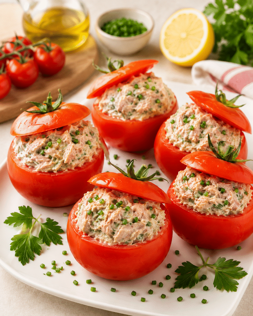 Tomates Farcies à la Mousse de Thon et Fromage Frais : l’entrée fraîche, légère et gourmande de l’été