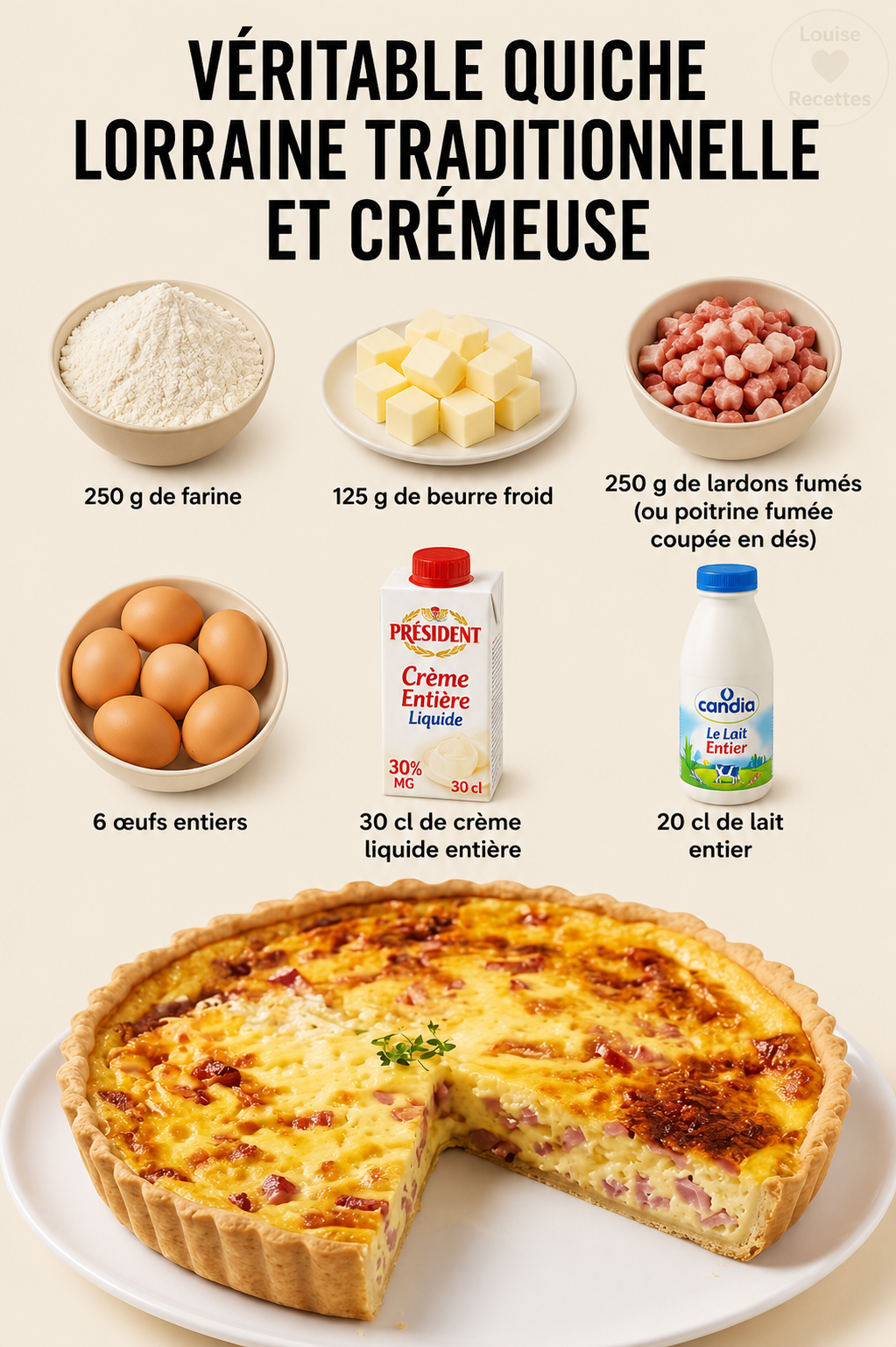Véritable Quiche Lorraine Traditionnelle et Crémeuse Véritable Quiche Lorraine Traditionnelle et Crémeuse
