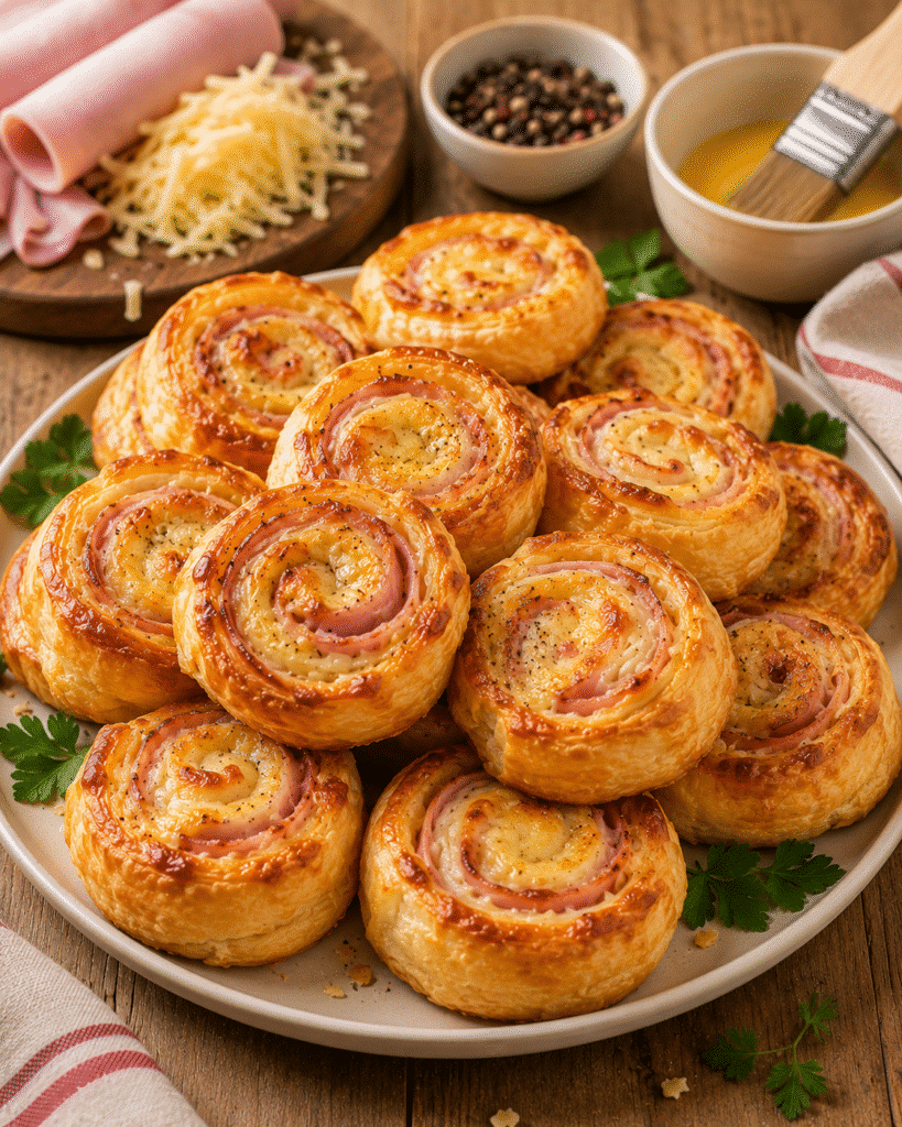Roulés Feuilletés au Jambon et au Fromage : croustillants et fondants