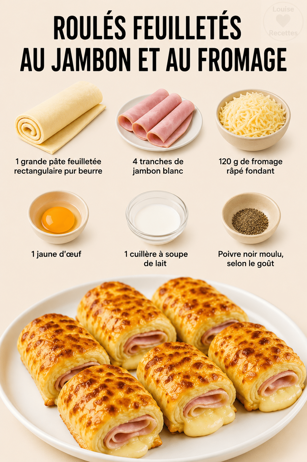 Roulés Feuilletés au Jambon et au Fromage : croustillants et fondants, parfaits pour l’apéritif Roulés Feuilletés au Jambon et au Fromage : croustillants et fondants, parfaits pour l’apéritif