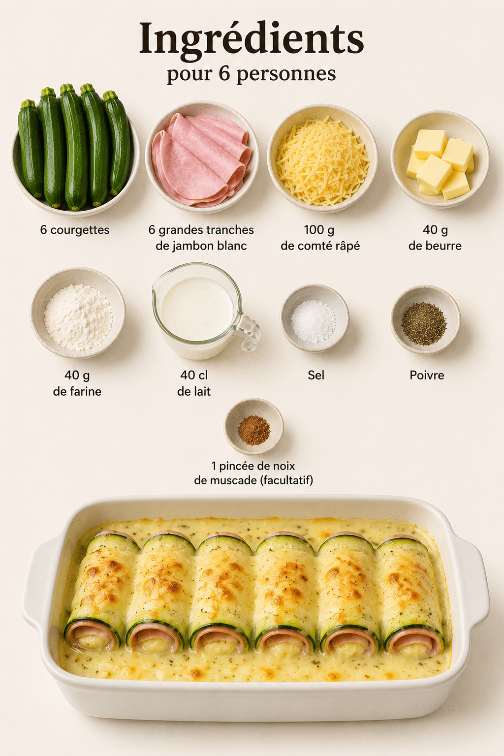 La Liste des Ingrédients : Courgettes au Jambon Gratinées : la revisite légère et gourmande des endives au jambon