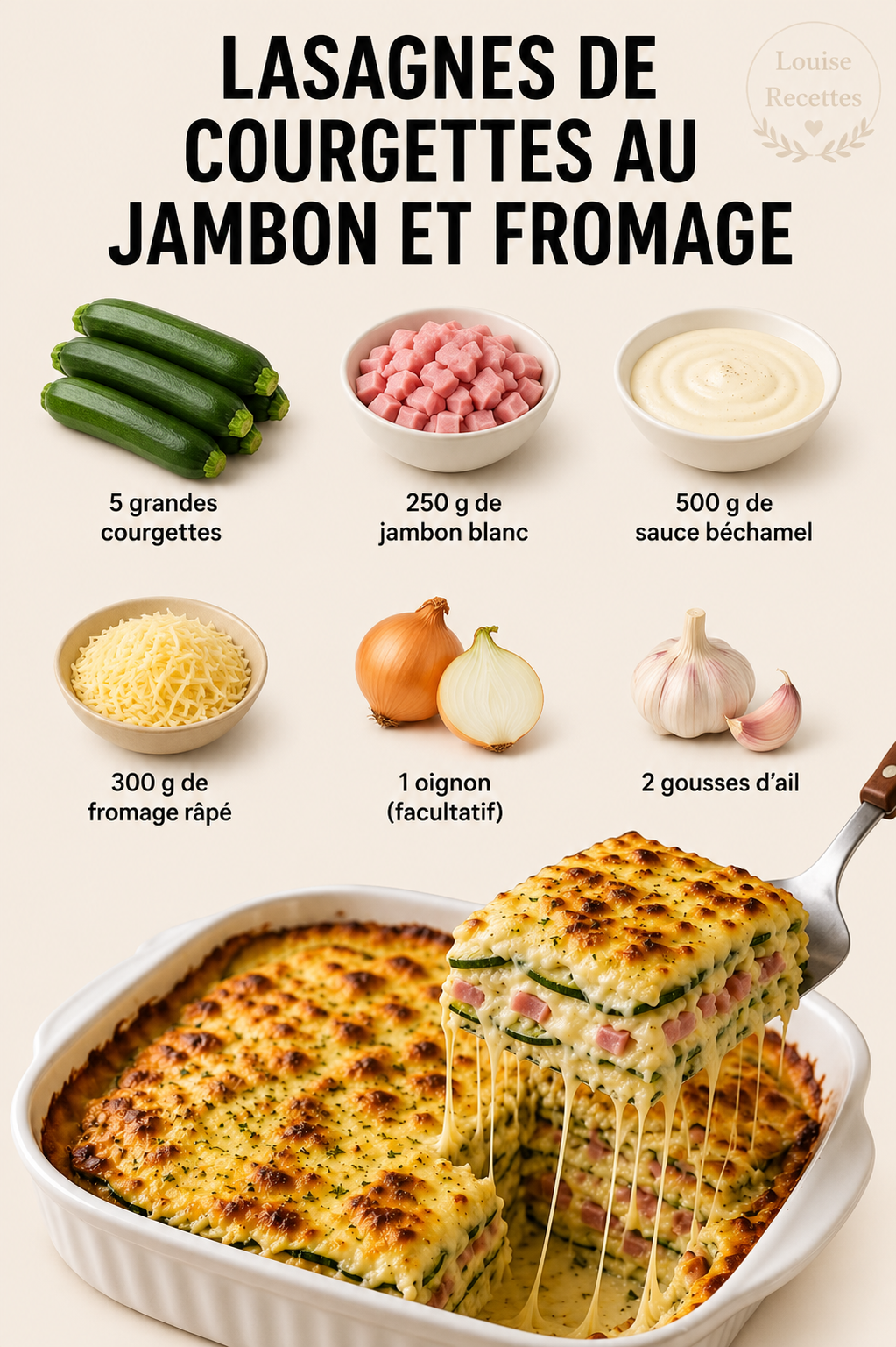 Lasagnes de Courgettes au Jambon et Fromage