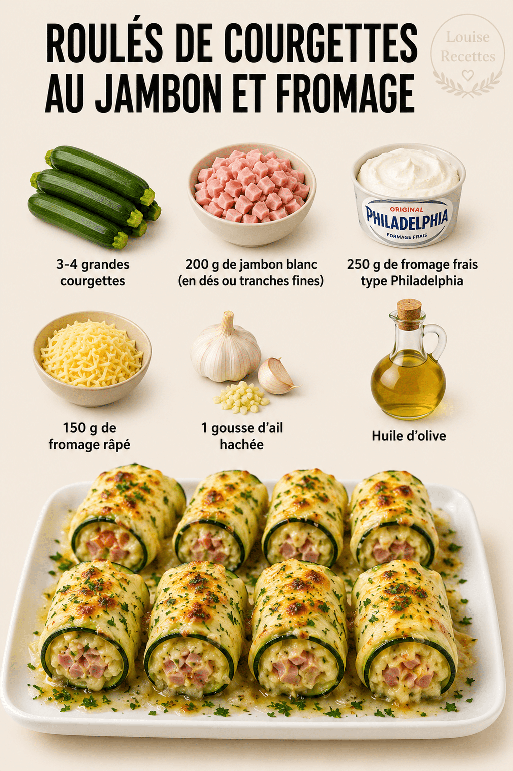 Roulés de Courgettes au Jambon et Fromage