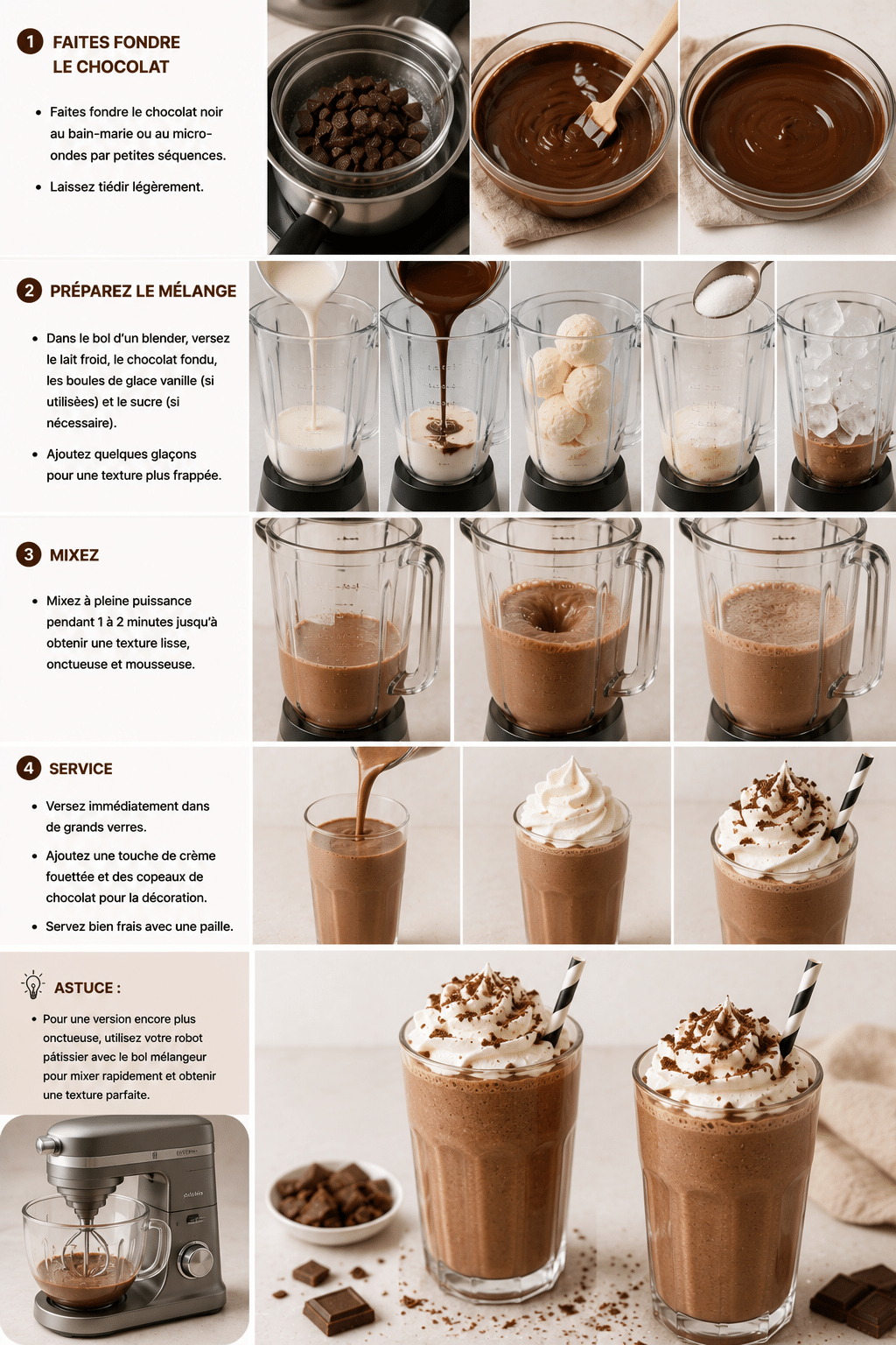 Le Guide de Préparation : Chocolat Frappé Maison : rapide, crémeux et ultra gourmand