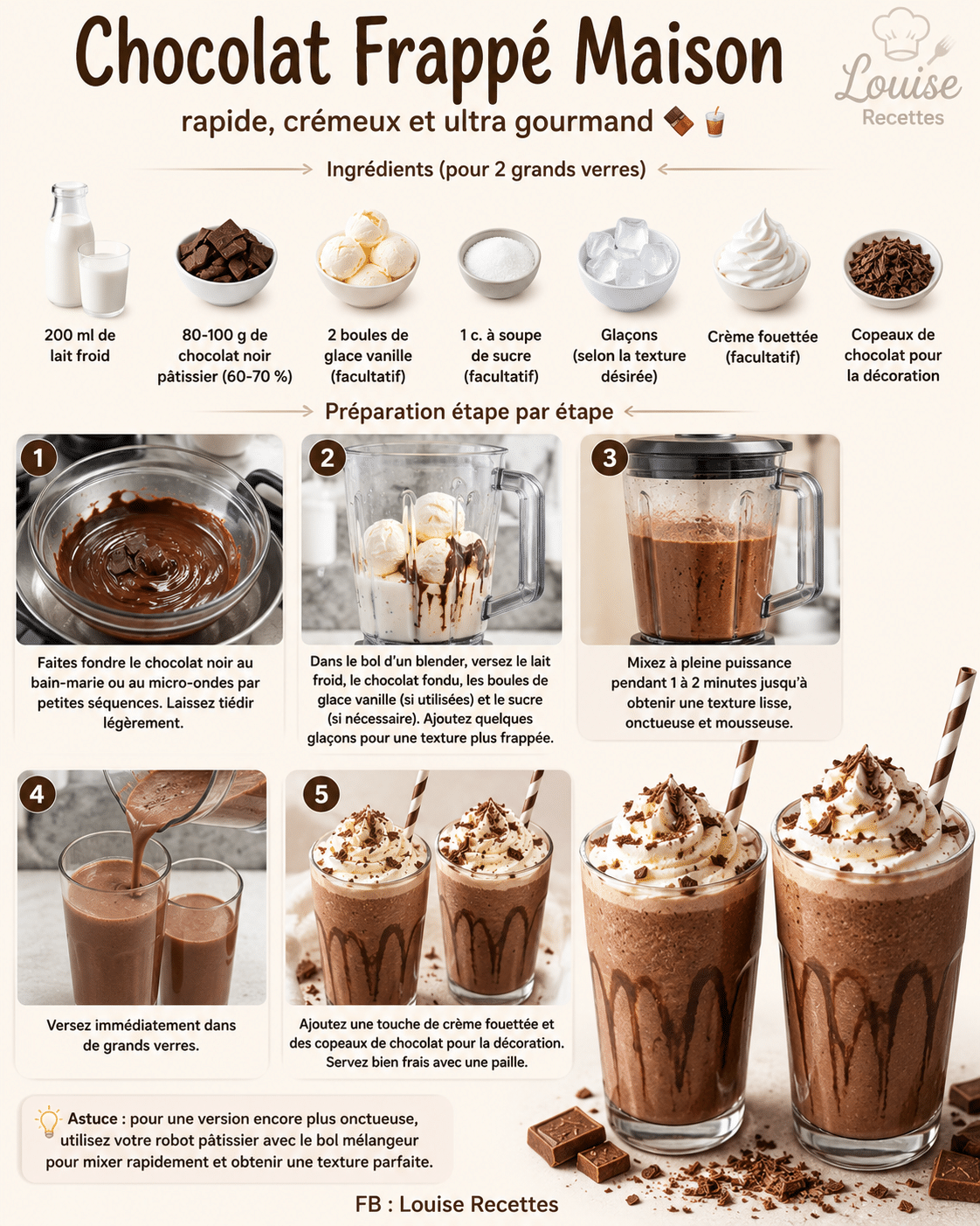 La Liste des Ingrédients : Chocolat Frappé Maison : rapide, crémeux et ultra gourmand